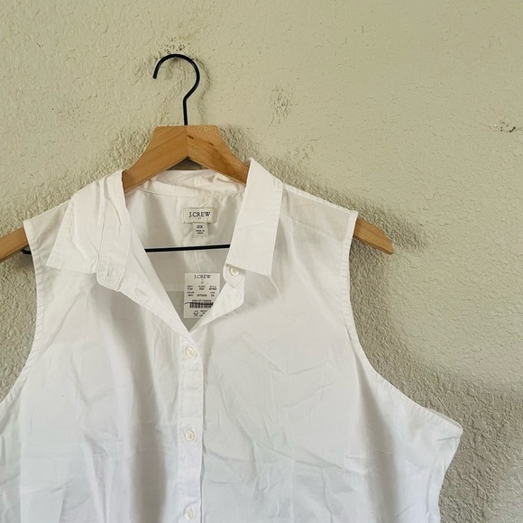 J. Crew Sleeveless Cotton Poplin Shirt in Signature Fit White NWT 2X - Picture 9 of 16